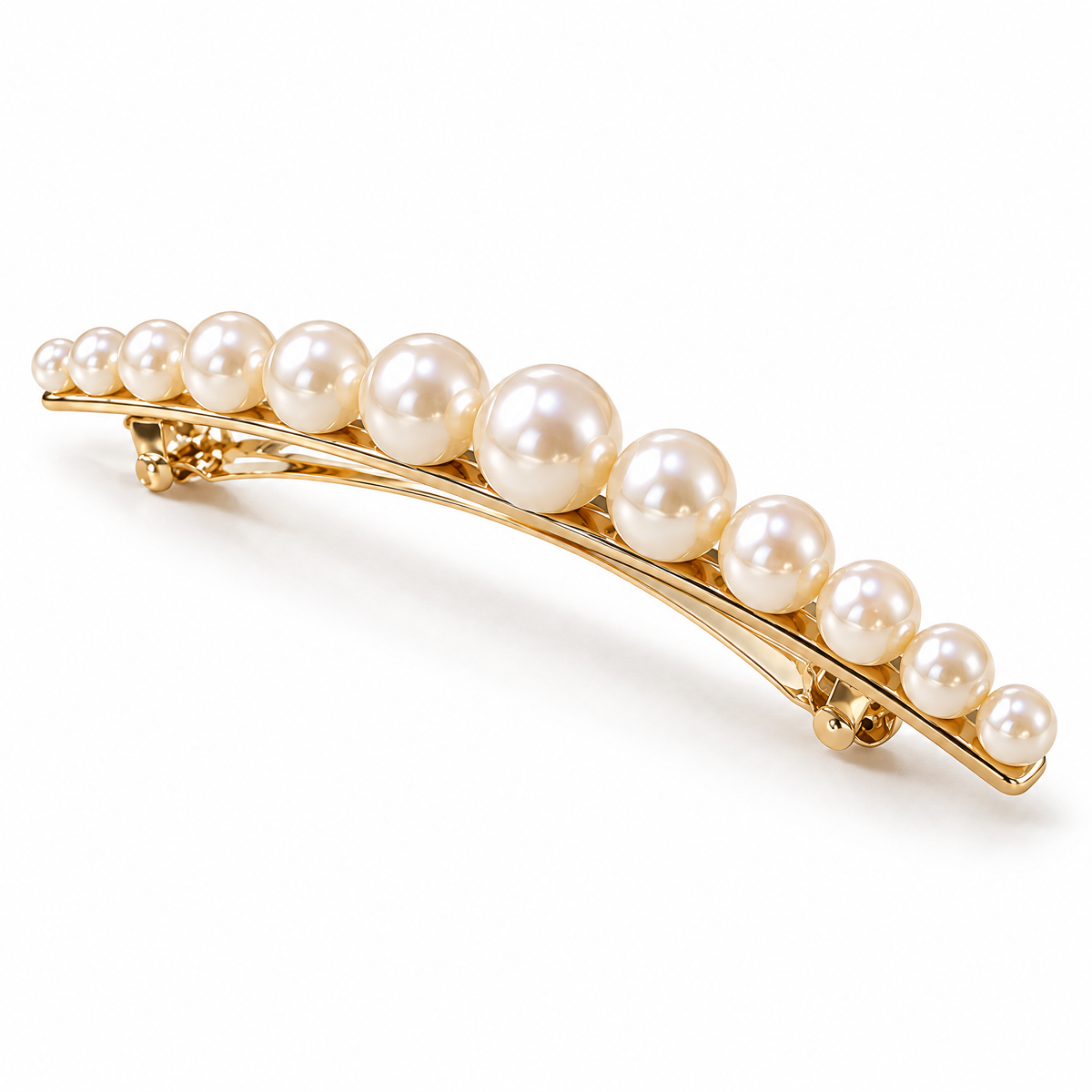Sgzdhkl™ Pearl Line Barrette — Minimalist Imitation Pearl Gold-Tone Hair Clip