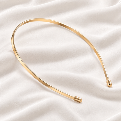 Sgzdhkl™ Halo Slim Headband — Minimalist Champagne Gold Lightweight Metal Hair Band