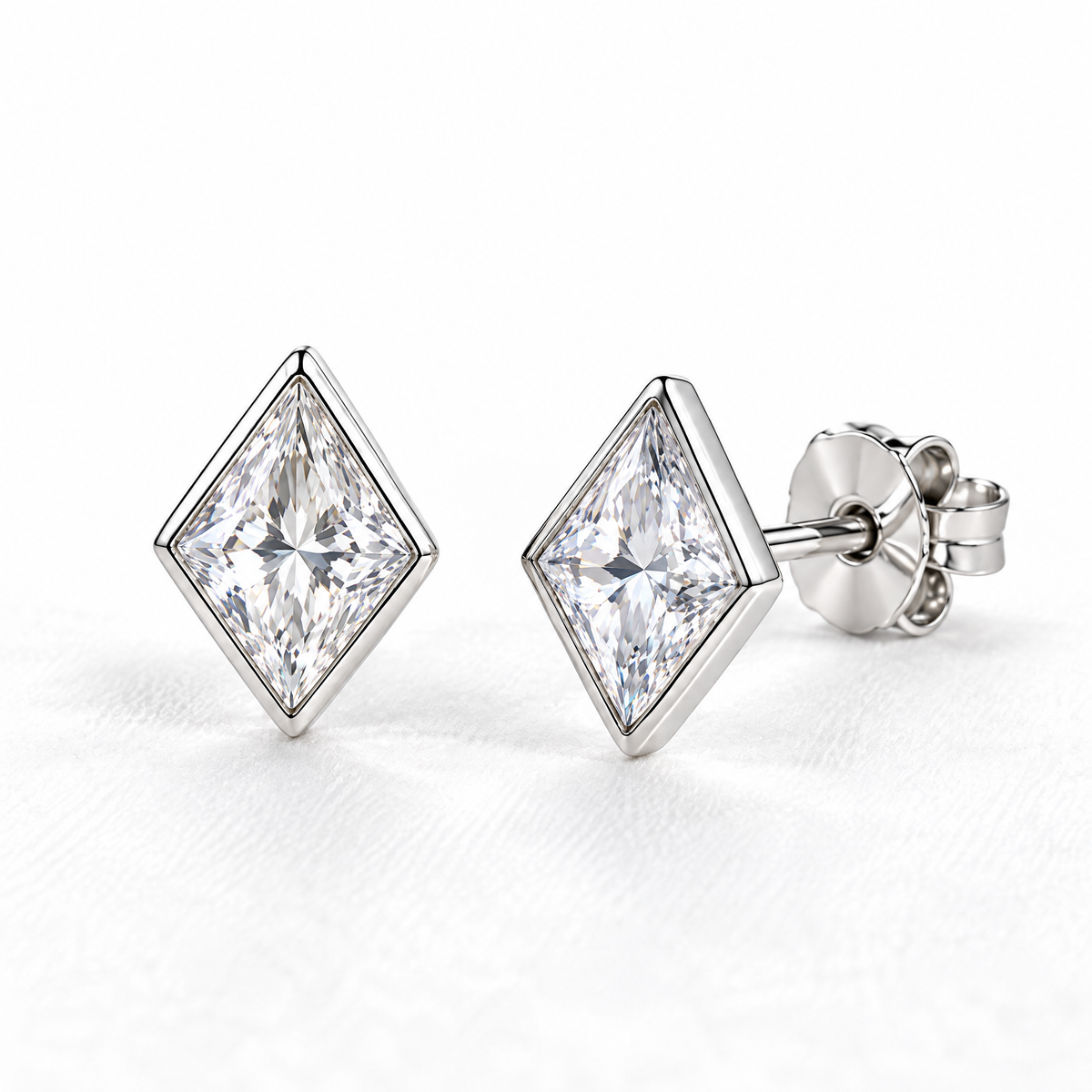 Sgzdhkl™ Prismette Diamond-Shape CZ Stud Earrings — Geometric Sterling Silver Crystal Studs
