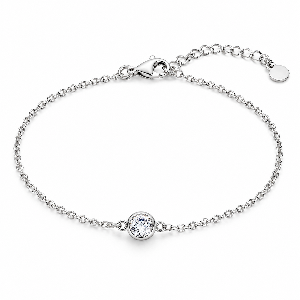 Sgzdhkl™ Luma Stone Bracelet — Minimalist Cubic Zirconia Sterling Silver Chain Bracelet