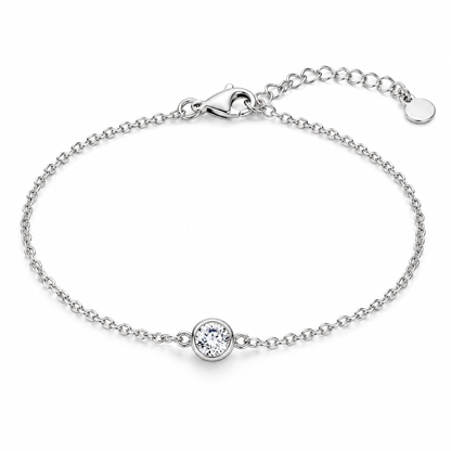 Sgzdhkl™ Luma Stone Bracelet — Minimalist Cubic Zirconia Sterling Silver Chain Bracelet
