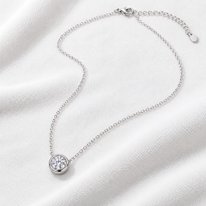 Sgzdhkl™ Solis Bezel Pendant — Minimalist Sterling Silver Cubic Zirconia Solitaire Necklace
