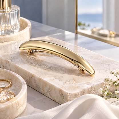 Sgzdhkl™ Arcform Metal Barrette — Modern Curved French Hair Clip & Minimalist Gold Hair Accessory